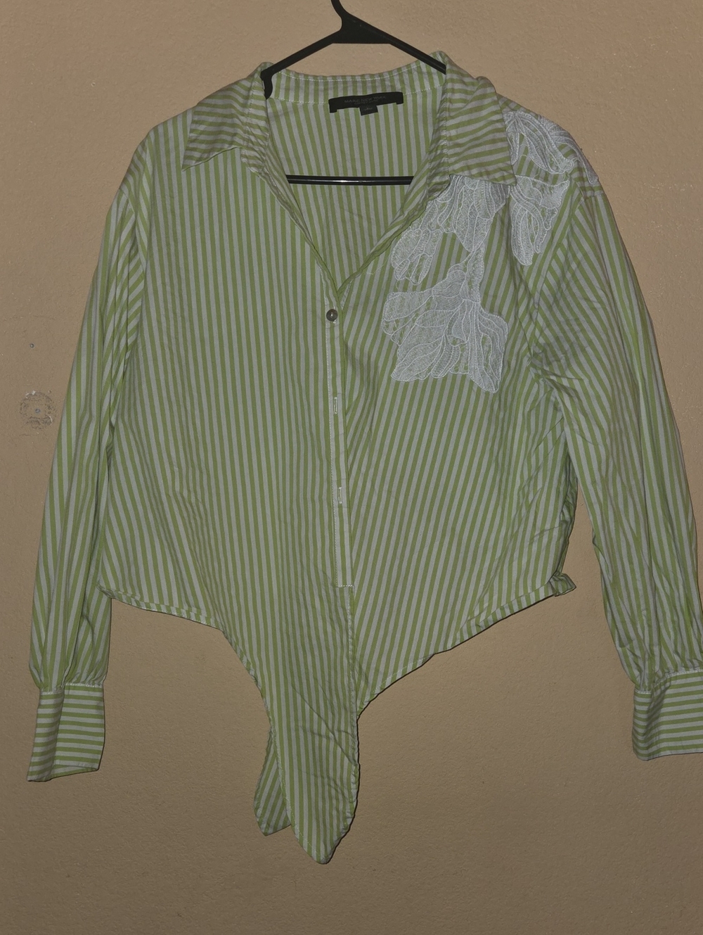 Marc New York Striped Green & White Button-Up Shirt